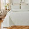 Brandream Queen Size Quilt Set Cotton Cream Pale Yellow Quilt Set Farmhouse Damask Matelasse Coverlet Set 3-Piece view 1