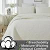 Brandream Queen Size Quilt Set Cotton Cream Pale Yellow Quilt Set Farmhouse Damask Matelasse Coverlet Set 3-Piece view 4