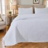Brandream White Quilts Queen Size Cotton Quilt Set Farmhouse Damask Matelasse Coverlet Set 3-Piece view 1