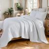 Brandream White Quilts Queen Size Cotton Quilt Set Farmhouse Damask Matelasse Coverlet Set 3-Piece view 2