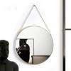 Wall Mounted Vanity Glass Mirror Metal Framed with Hanging Chain Shaving/Make Up Mirror Nordic Iron Art Decorative for Bathroom Bedroom Living Room (Gold) view 3