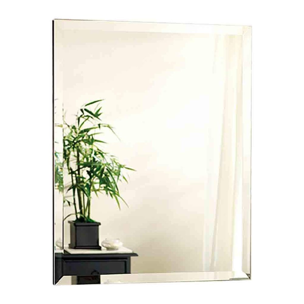 Frameless Rectangle Bevelled Wall Mirror with Bevel Plain HD Vanity Glass Mirror for Shaving/Make Up Modern Home Decorative Punch-Free Design for Bathroom Dressing Room