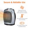Amazon Basics Oscillating Ceramic Portable Indoor Space Heater, Fast Heating Technology, Overheat and Tip-Over Protection, Adjustable Thermostat, 1500W, 7.52"D x 6.34"W x 9.45"H, Silver view 2