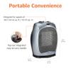 Amazon Basics Oscillating Ceramic Portable Indoor Space Heater, Fast Heating Technology, Overheat and Tip-Over Protection, Adjustable Thermostat, 1500W, 7.52"D x 6.34"W x 9.45"H, Silver view 3