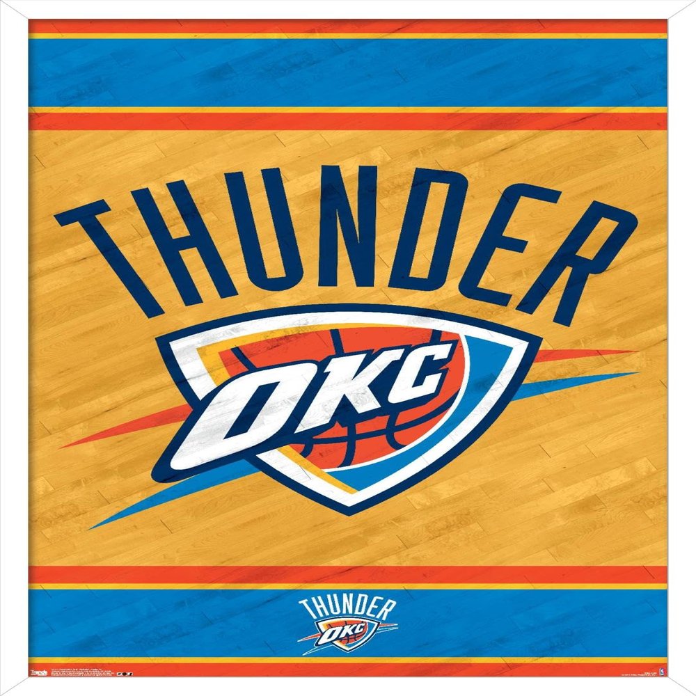 Trends International NBA Oklahoma City Thunder - Logo 14 Wall Poster, 22.375" x 34", White Framed Version