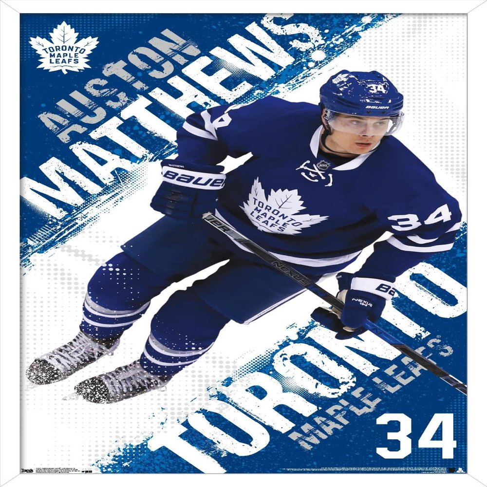 Trends International NHL Toronto Maple Leafs - Austin Matthews 16 Wall Poster, 22.375" x 34", White Framed Version