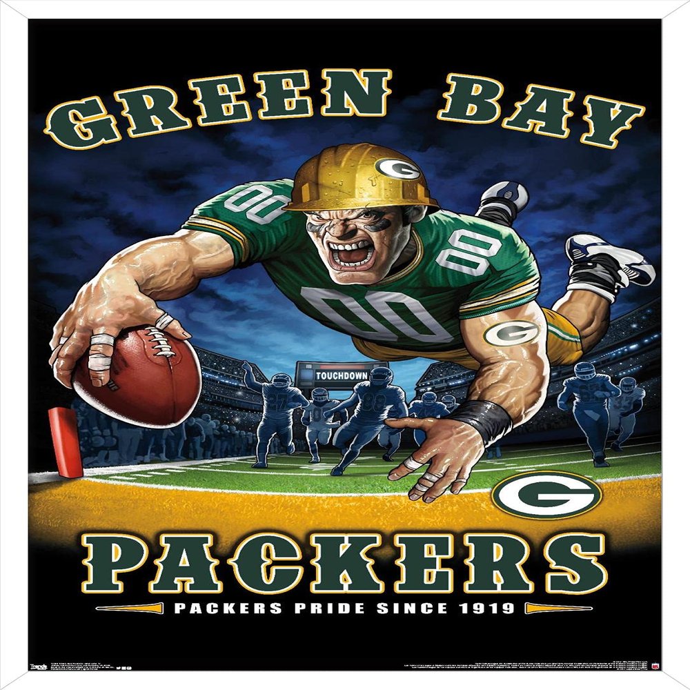 Trends International NFL Green Bay Packers - End Zone 17 Wall Poster, 22.375" x 34", White Framed Version