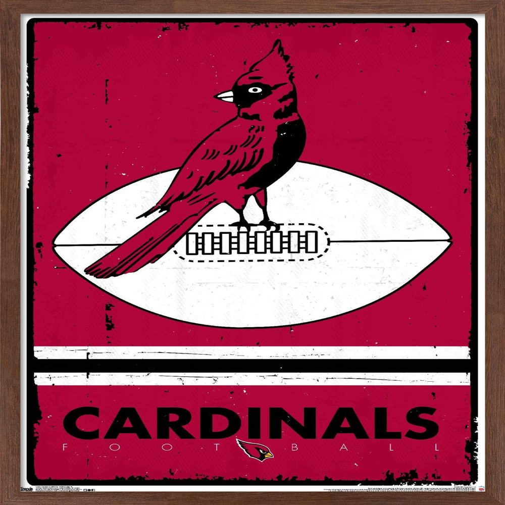 Trends International NFL Arizona Cardinals - Retro Logo 15 Wall Poster, 34L x 22.4W, Mahogany Framed Version