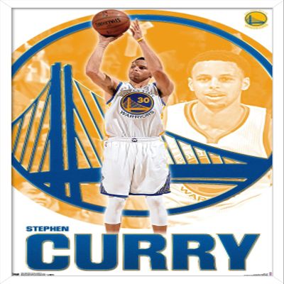 Trends International NBA Golden State Warriors - Stephen Curry 15 Wall Poster, 22.375" x 34", White Framed Version