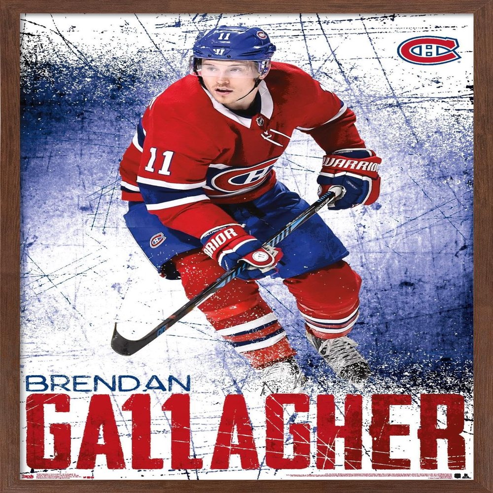 NHL Montreal Canadiens - Brendan Gallagher 18 Wall Poster, 34L" x 22.4W", Mahogany Framed Version