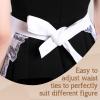Aspire Waist Apron and Headband Set with Pocket, White Cotton Kitchen Half Apron for Cooking, Women Costume Maid Apron - L view 4