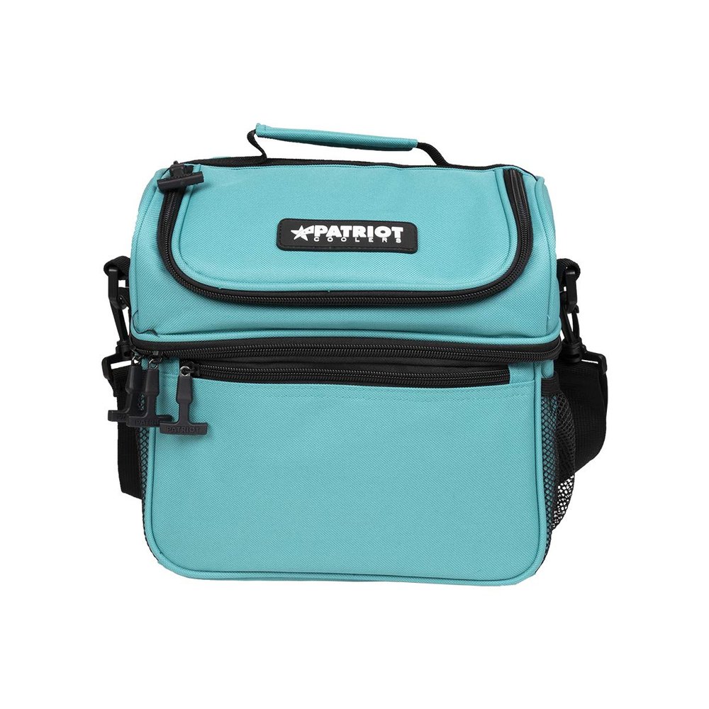 Patriot Coolers Duo Lunch Bag - 15 Can Lunch Cooler With Dual Compartments And Convenient Carry Strap (Aquamarine)