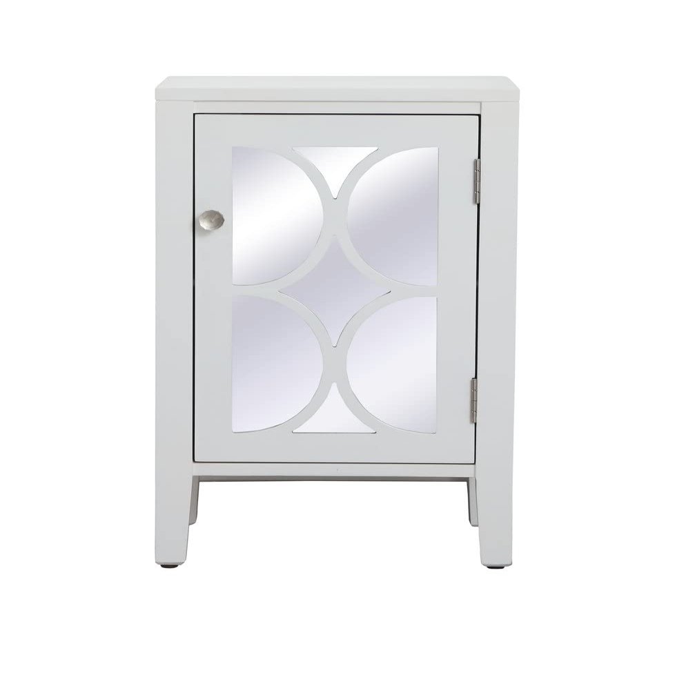 Elegant Decor 18 inch Mirrored Cabinet in White