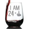 24 + 1 Middle Finger - 25th Birthday Stemless Wine Glass for Women & Men - Cute Funny Wine Gift Idea - Unique Personalized Bday Glasses for Best Friends Turning 25 - Drinking Party Decoration view 1