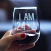 24 + 1 Middle Finger - 25th Birthday Stemless Wine Glass for Women & Men - Cute Funny Wine Gift Idea - Unique Personalized Bday Glasses for Best Friends Turning 25 - Drinking Party Decoration view 4