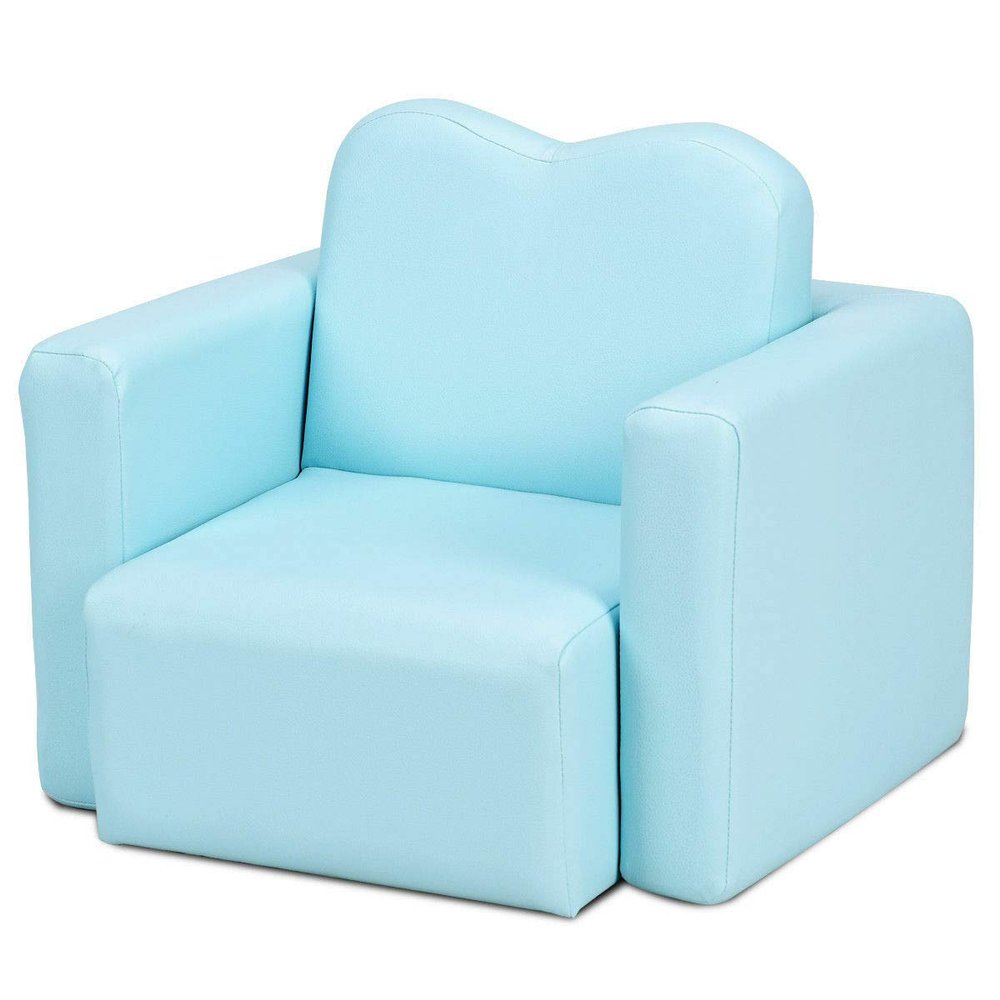 TimmyHouse Blue Multi Functional Kids Toddler Armchair Sofa Chair Table Set Furniture 2in1
