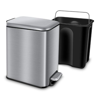 Magdisc Trash Can for Bathroom,Office,Bedroom, Rectangular Garbage Can with Soft Close Lid,Step on Brushed Stainless Steel Trash Can, 5 Liter/1.3 Gallon