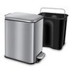 Magdisc Trash Can for Bathroom,Office,Bedroom, Rectangular Garbage Can with Soft Close Lid,Step on Brushed Stainless Steel Trash Can, 5 Liter/1.3 Gallon view 1