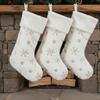 AOGU 3 Pack 22 Inch Faux Fur Sequin Snowflake Christmas Stockings Snowy White Christmas Stockings Hanging Ornaments Candy Gift Bags for Christmas Decorations, Gold view 1