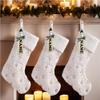 AOGU 3 Pack 22 Inch Faux Fur Sequin Snowflake Christmas Stockings Snowy White Christmas Stockings Hanging Ornaments Candy Gift Bags for Christmas Decorations, Gold view 2