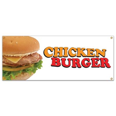 Chicken Burger 48" Banner Concession Stand Food Truck Single Sided