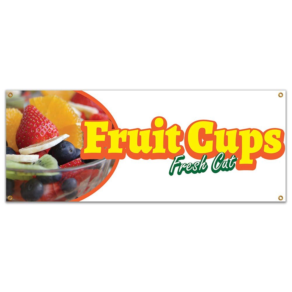 Fruit Cups 48" Banner Concession Stand Food Truck Single Sided