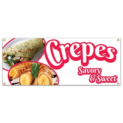 SignMission Crepes Savory and Sweet 48" Banner Concession Stand Food Truck Single Sided