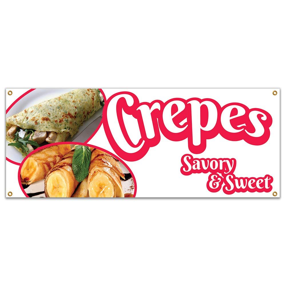 SignMission Crepes Savory and Sweet 48" Banner Concession Stand Food Truck Single Sided