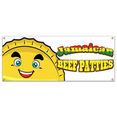 SignMission Jamaican Beef Patties 48" Banner Concession Stand Food Truck Single Sided