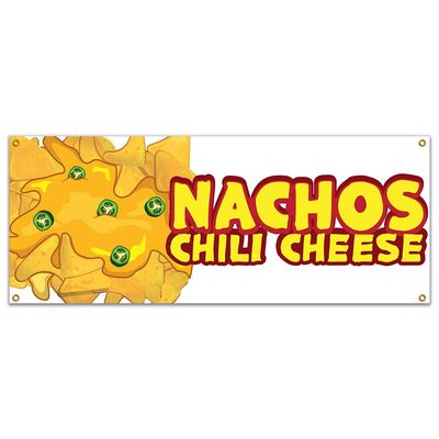Nachos Chili Cheese 48" Banner Concession Stand Food Truck Single Sided