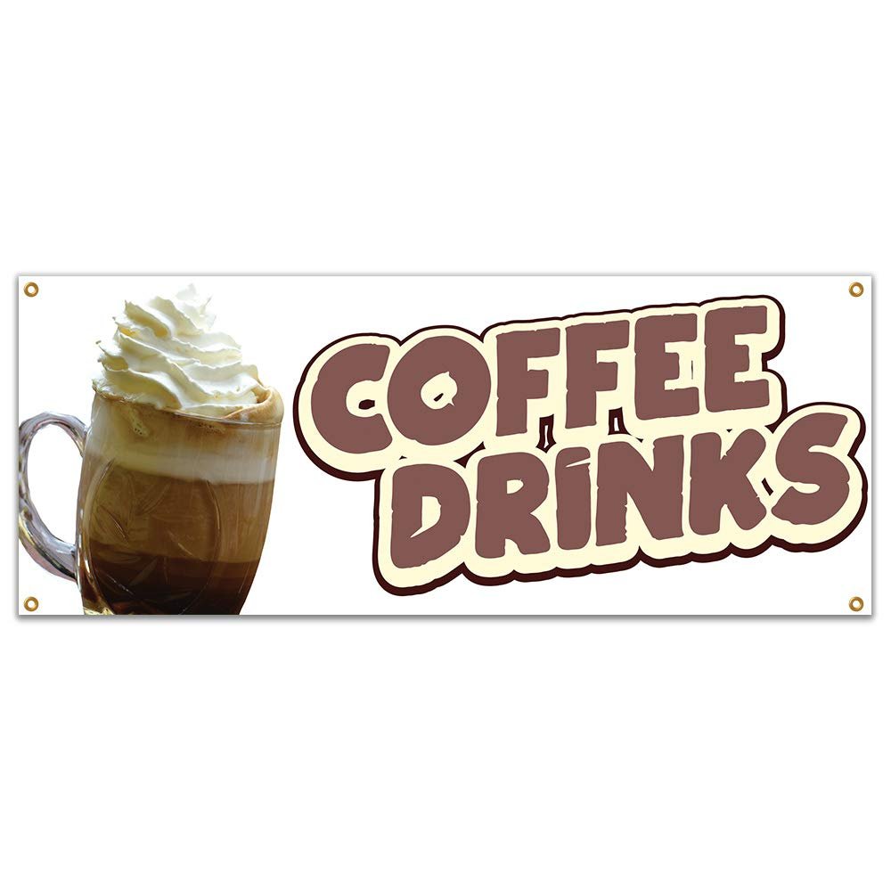 Coffee Drinks 48" Banner Concession Stand Food Truck Single Sided