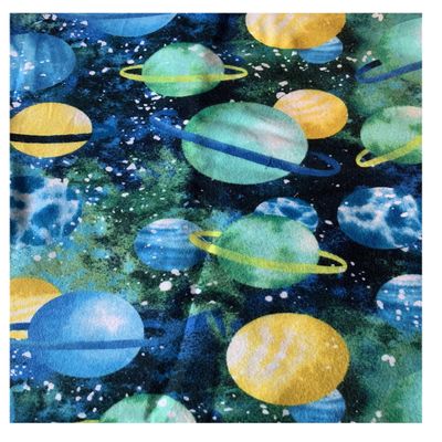Aunt Sandy's Sewing Planets Weighted Flannel Blanket in Twin Size with 12 lbs, Washable, Ready to Ship, Adult Space