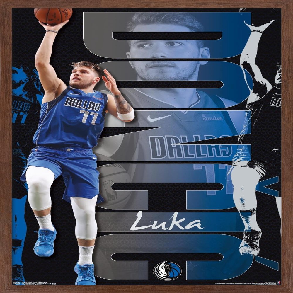 Trends International NBA Dallas Mavericks - Luka Doncic 19 Wall Poster, 22.375" x 34", Mahogany Framed Version