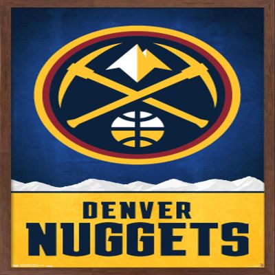Trends International NBA Denver Nuggets - Logo 18 Wall Poster, 22.375" x 34", Mahogany Framed Version
