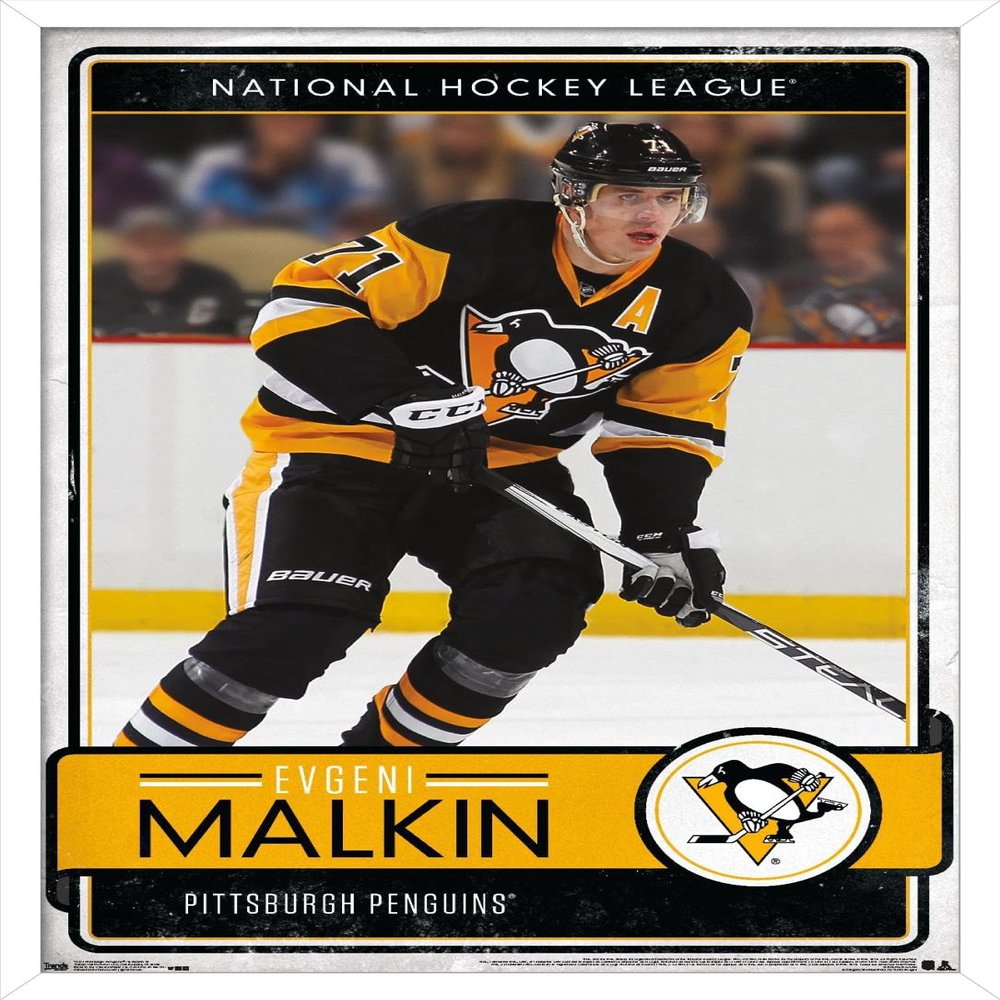Trends International NHL Pittsburgh Penguins - Evgeni Malkin 16 Wall Poster, 22.375" x 34", White Framed Version