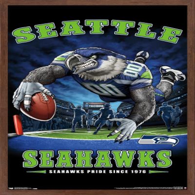 Trends International NFL Seattle Seahawks - End Zone 17 Wall Poster, 22.375" x 34", Mahogany Framed Version