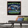 Trends International NFL Seattle Seahawks - End Zone 17 Wall Poster, 22.375" x 34", Mahogany Framed Version view 2