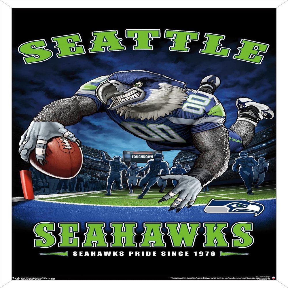 Trends International NFL Seattle Seahawks - End Zone 17 Wall Poster, 22.375" x 34", White Framed Version
