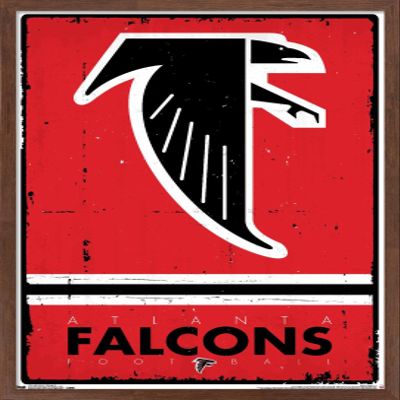 Trends International NFL Atlanta Falcons - Retro Logo 15 Wall Poster, 22.375" x 34", Mahogany Framed Version
