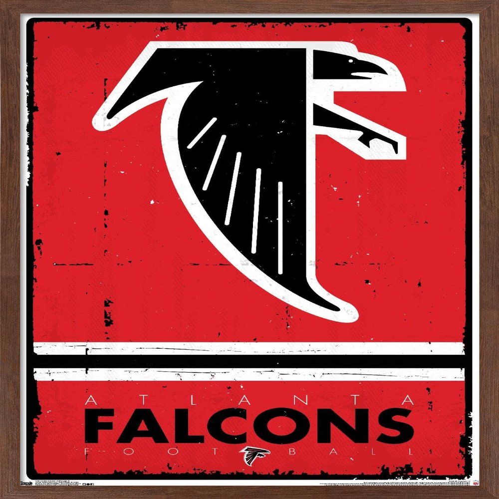 Trends International NFL Atlanta Falcons - Retro Logo 15 Wall Poster, 22.375" x 34", Mahogany Framed Version