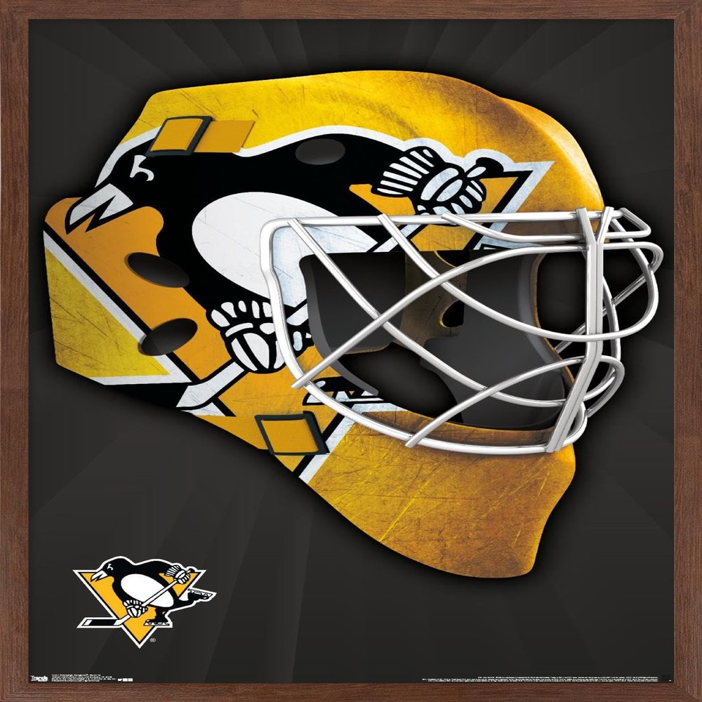 Trends International NHL Pittsburgh Penguins - Mask 16 Wall Poster, 22.375" x 34", Mahogany Framed Version