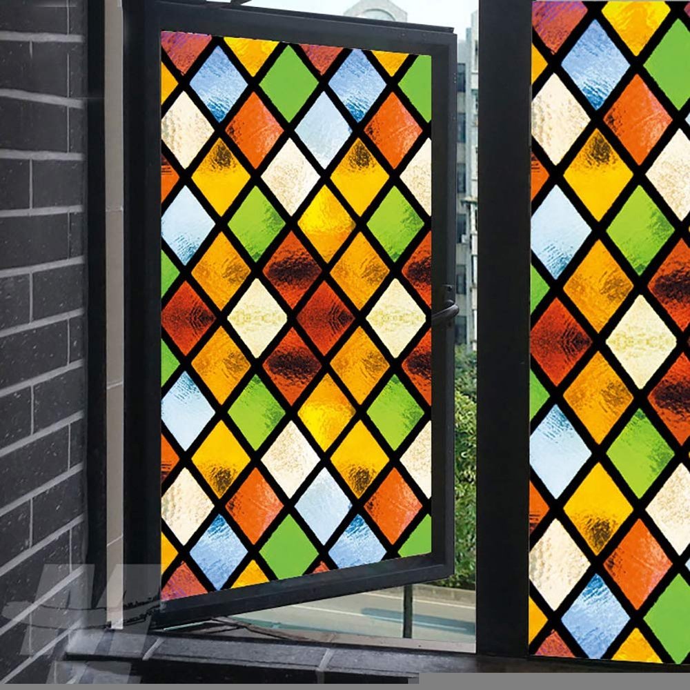 XXRBB Frosted Stained Glass Window Film,Bathroom Sticker Opaque Privacy Self-Adhesive Glass Film,for Livingroom Kitchen Rental Apartment,80x700cm(31x276inch)