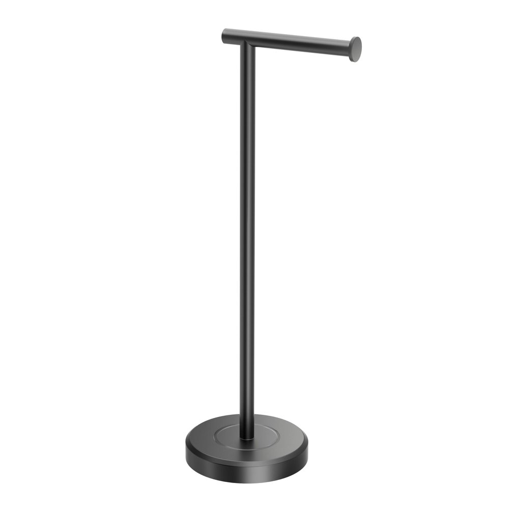 Gatco 1437MX Latitude II Freestanding Toilet Paper Holder Stand, Weighted Base, 22.25-Inch H, Matte Black