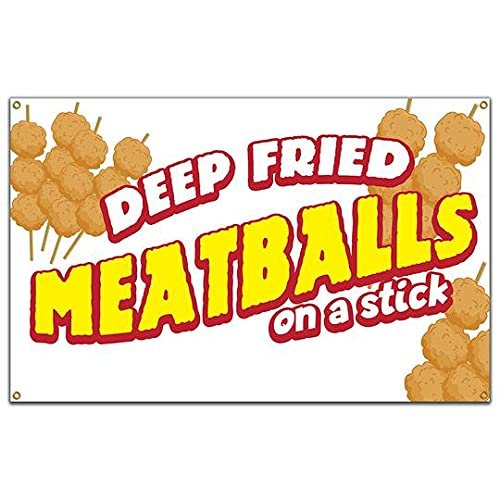 Deep Fried Meatballs On A Stick 48" Banner Concession Stand Food Truck Single Sided