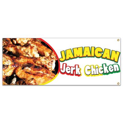 SignMission Jamaican Jerk Chicken 48" Banner Concession Stand Food Truck Single Sided