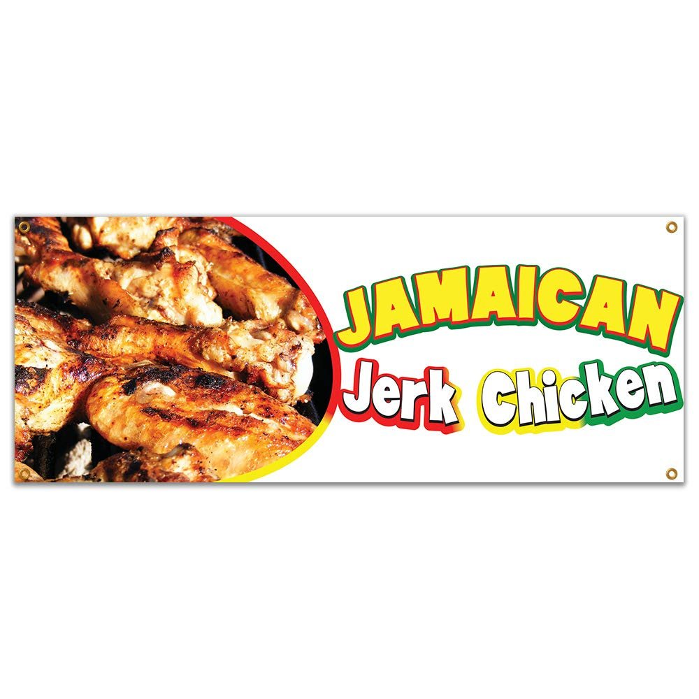 SignMission Jamaican Jerk Chicken 48" Banner Concession Stand Food Truck Single Sided