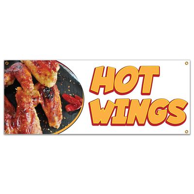 Hot Wings 48" Banner Concession Stand Food Truck Single Sided