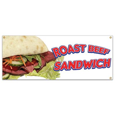 SignMission Roast Beef Sandwich 48" Banner Concession Stand Food Truck Single Sided