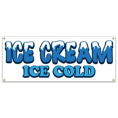 Ice Cream Ice Cold 48" Banner Concession Stand Food Truck Single Sided
