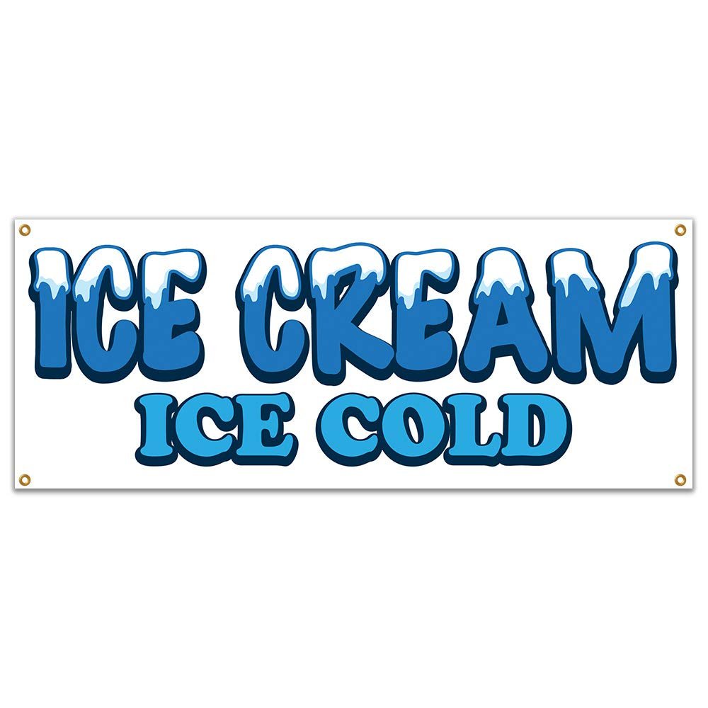Ice Cream Ice Cold 48" Banner Concession Stand Food Truck Single Sided